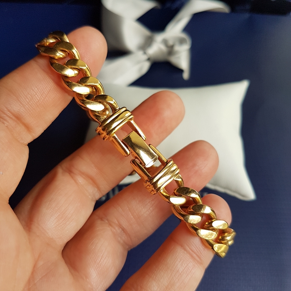 AUTHENTIC Swarovski Gold Plated Chunky Chain Link Vintage Bracelet - Picture 11 of 17
